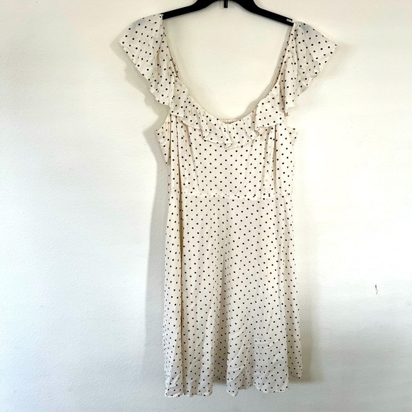 Old Navy XL Cream with Black Polka Dots Flutter Sleeve Dress - Picture 1 of 8